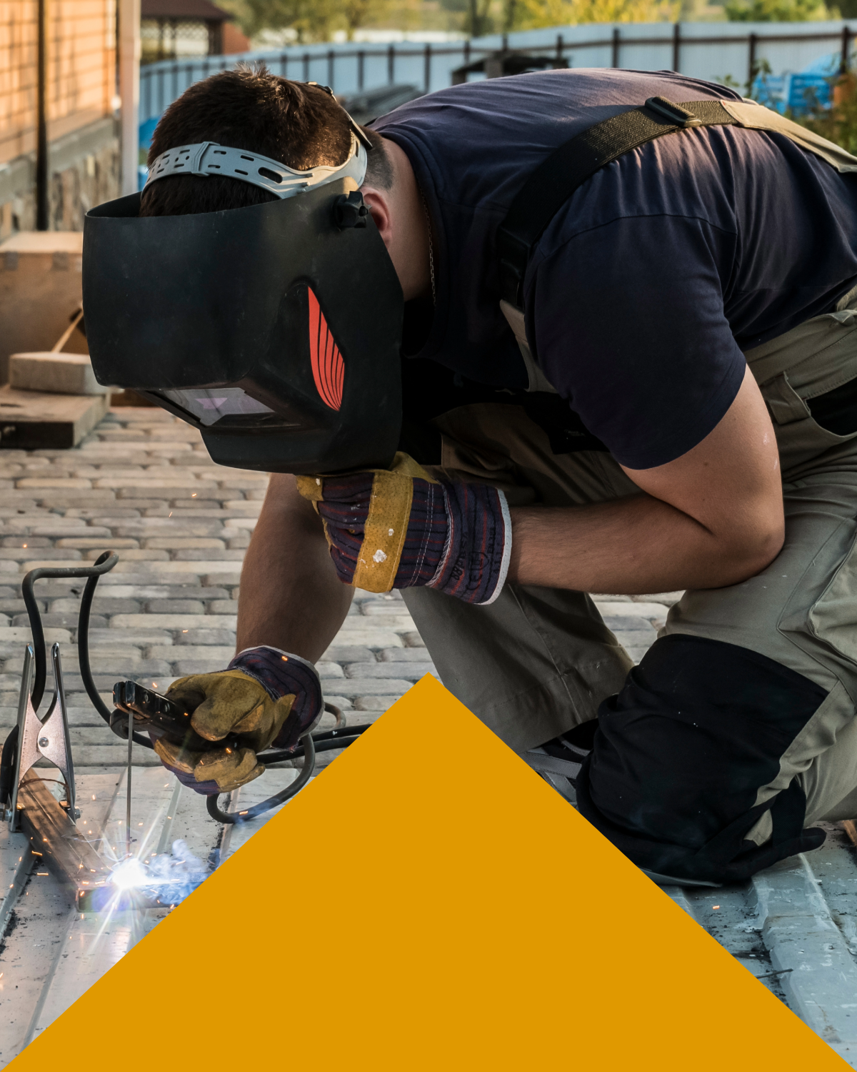 welder fabricator working outside