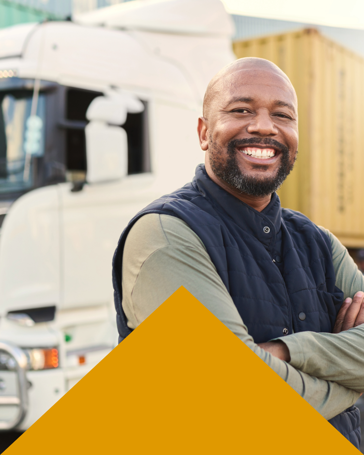 lorry driver smiling 