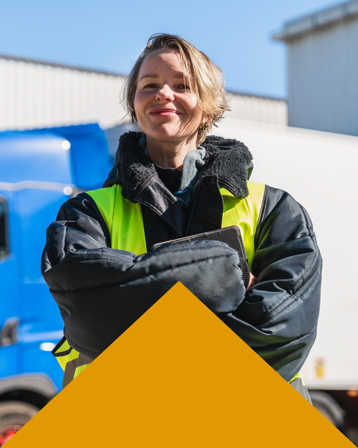 Female class 2 driver in yard