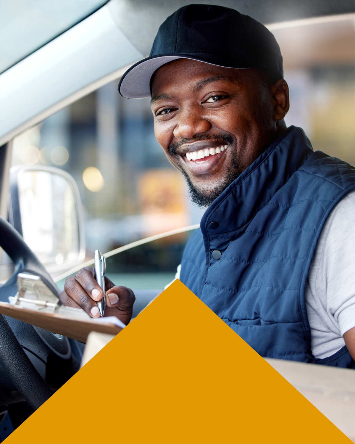 deliver driver smiling 
