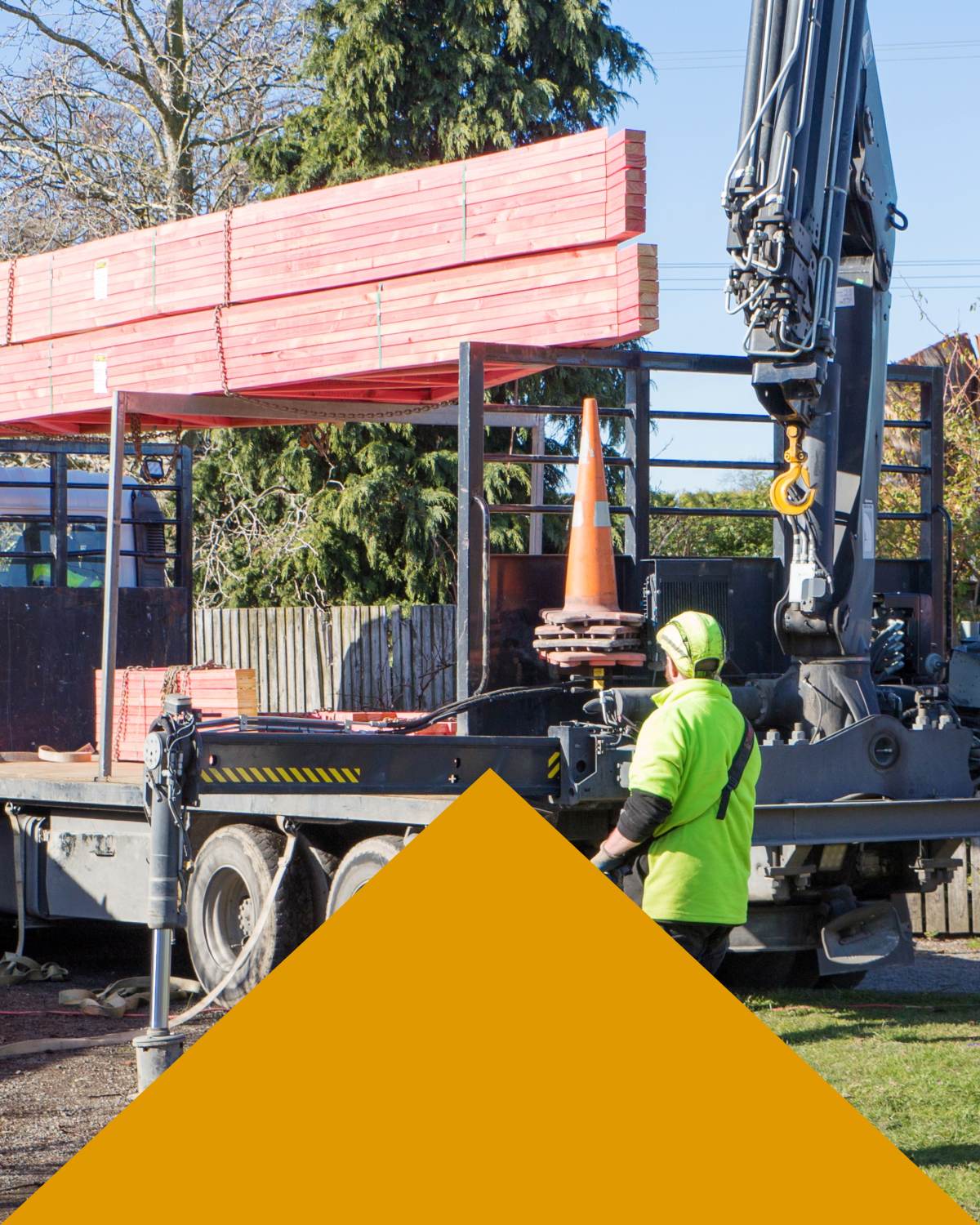 hiab driver by his lorry