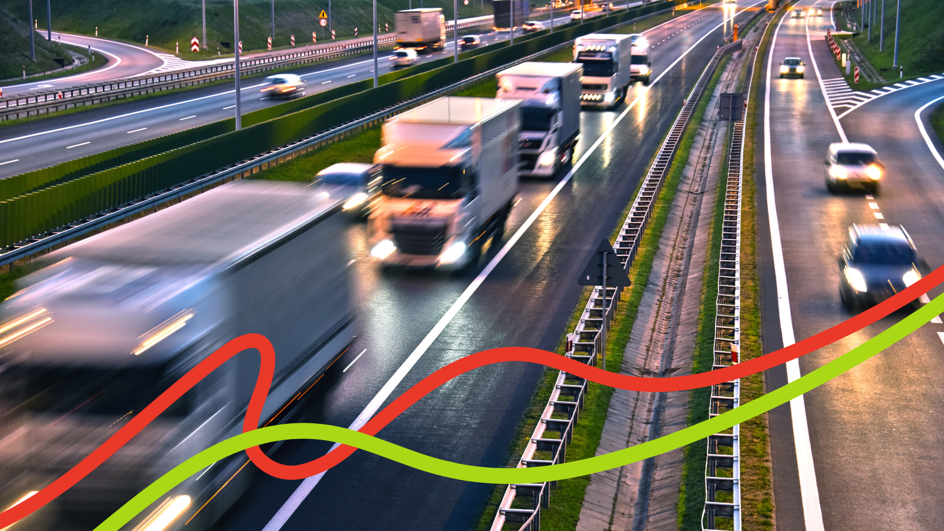 lorries on a busy road