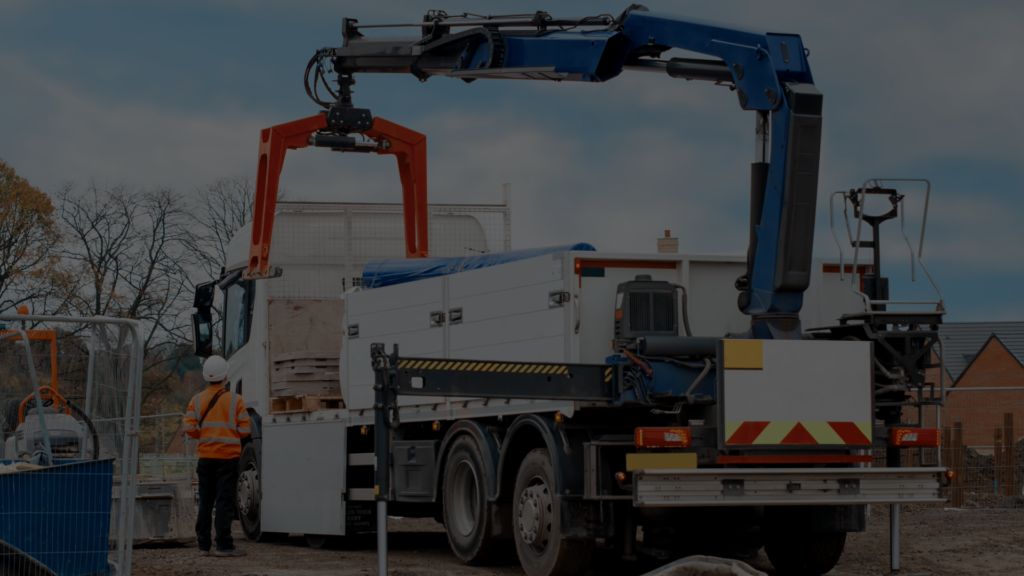 HIAB lorry at work on site